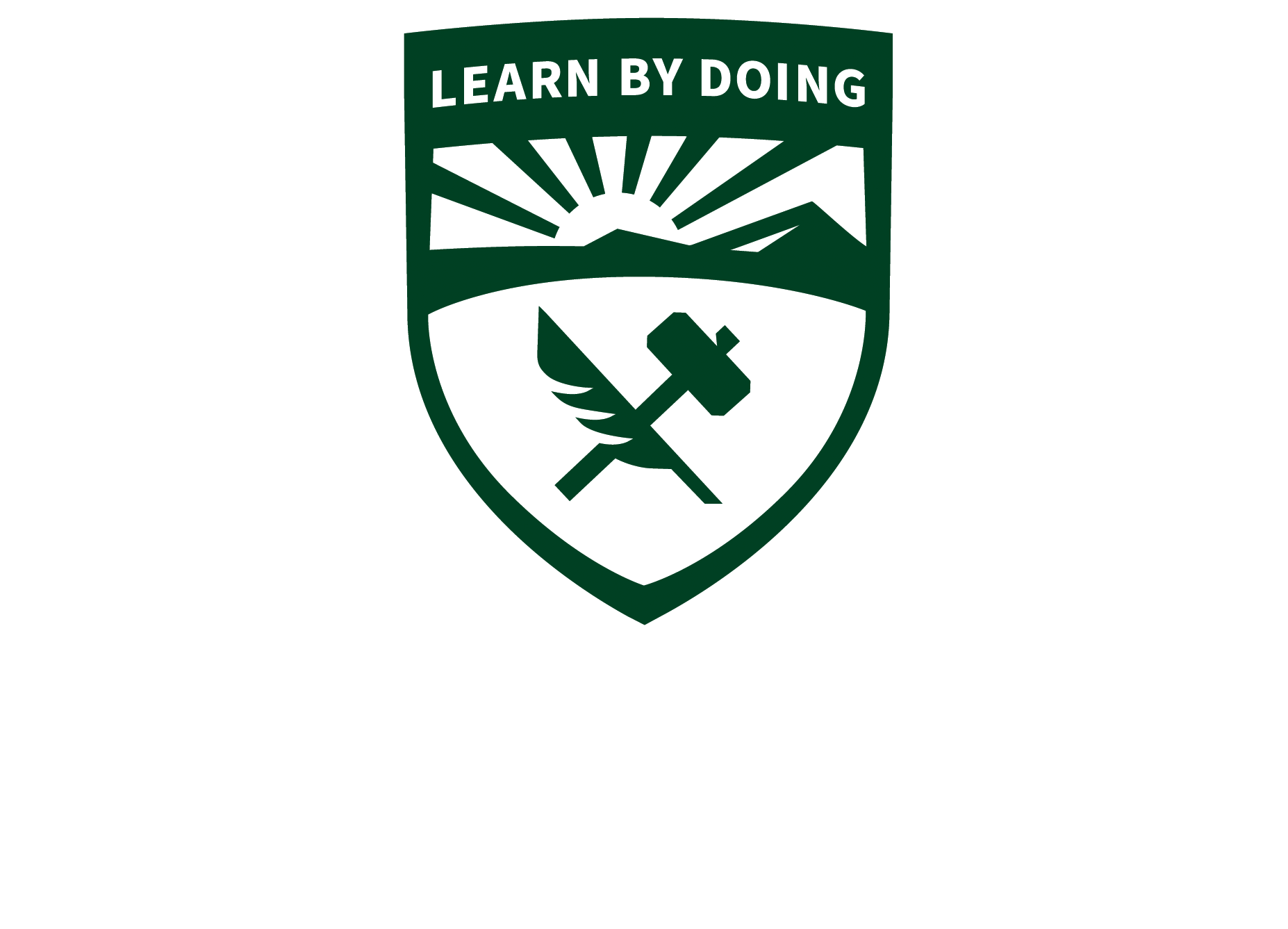 Green Cal Poly logo displaying learn by doing crest